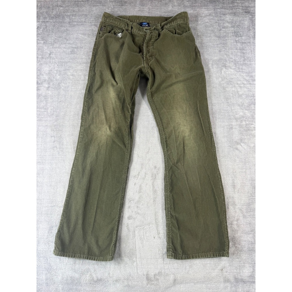 R.Y.D. Pants Mens 34x32 Olive Green Corduroy Straight Button Fly Made in Italy